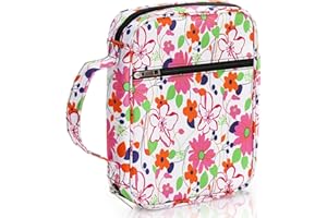 Noamus Floral Bible Cover Case, 10.5" Book Bag With Carrying Handle, Protective Church Bag Holder, Zippered Pocket, Study Accessories, Christian Gift for Mother Women