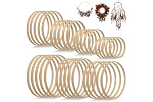 QUOTRE 35 Pezzi Cerchi Bambu, 7 Taglie Cerchi in Legno di Bambù, Anelli floreali di bambù 8/10/13/15/17/18/20cm, Materiale per lavorazione manuale Macramé per decorazioni di matrimonio e appendini murali