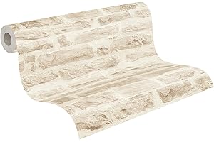 A.S. Création Papier peint intissé - Papier peint pierre en beige et crème - pour différentes pièces - 10,05 m x 0,53 m