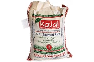 Riz Basmati Kajal Premium 1 x 5kg - Riz premium à grains longs, aromatique et moelleux, idéal pour les plats traditionnels, de haute qualité, sans gluten, végétalien, riche en nutriments