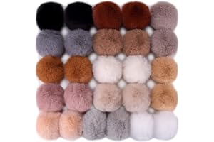 ‎BQTQ BQTQ 26 Stück Kunstfell Pompon Fellbommel Pompon Bommel Fellpompon Kaninchenfell Fellbommel für Mützen Tasche Anhängern Dekoration, 13 Farben (Dunkle Farbe)