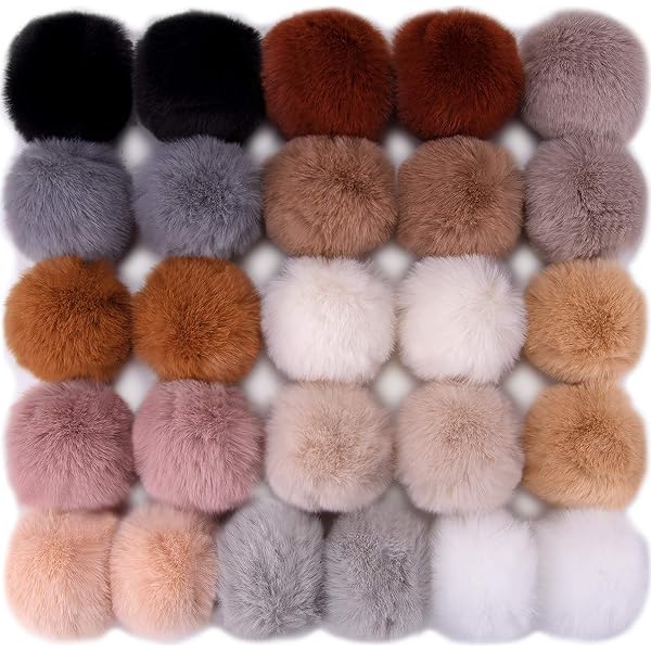 18 Pompons En Fausse Fourrure De Renard - Diamètre 10 Cm, 9 Couleurs - Pour Décorer Chapeaux, Sacs, Porte-clés - 10