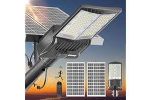 Ofuray Of-8800W lampione Solare Led Esterno, 650000LM Faretti di Sicurezza per Parcheggi Commerciali con Sensore di Movimento, 6500K IP67 illuminazione Dal Tramonto All'alba con Telecomando per Garage