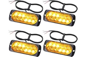 ‎EYPINS EYPINS 4X 12 LED Frontblitzer, Blinklicht Stroboskop Warnlicht Warnleuchte Notfall Warnung Blitzer Dash Strobe 48W 18 Blinkmodi für 12/24V Truck Traktor LKW Auto Emergency Gabelstapler, E57, Orange