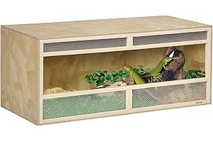 PawHut Terrarium en Bois OSB pour Reptiles avec Porte coulissante en Verre - 120 x 50 x 50 cm