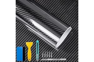 Arespark 6D Carbon Fiber Vinyl Self Adhesive Film, Waterproof Wrap Roll Without Bubble, Adapted to The Appearance and The Interior of Motorcycles, Computers, Cars (6D Black with Tool, 30cm x 300cm)