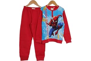 Viterbo Biancheria Pigiama Disney Bambino Bimbo Caldo Cotone Interlock (3132) 100% Cotone Spiderman (Rosso, 9/10 Anni)