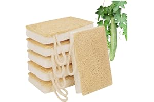 GRBAIN 6 PCS Estropajo Ecologico Estropajo Cocina Hecho de Fibra de Lufa y Celulosa Estropajo Biodegradable Esponja Cocina para Limpieza Hogar Productos Ecologicos Esponja Limpieza Hogar