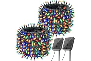 AMZXART Luces Solares Led Exterior Jardin, 2 x 22 m Luces Navidad Exterior, 200 LED Para Exteriores, 8 Modos Solares, Decoración Navideña, IP65, Resistente al Agua