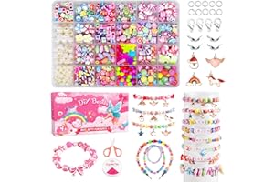 Amteker Geschenke für Mädchen, Perlen für Auffädeln DIY 24 Farben, Bastelset Kinder ab 4 6 Jahre, Armbänder Selber Machen, Basteln Mädchen Einhorn Geschenk 4-6-8 Jahre, Weihnachtsgeschenke für Kinder