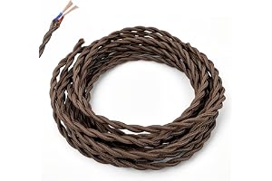 LteelDay 5 m textilkabel mörkbrun ren koppar, vintage 2 x 0,75 mm² kabel
