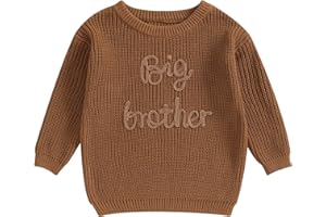PanLidapan Brother Matching Clothes Embroidery Big Little Brother Jumper Knitted Sweater Kid Toddler Baby Boy Pullover Top
