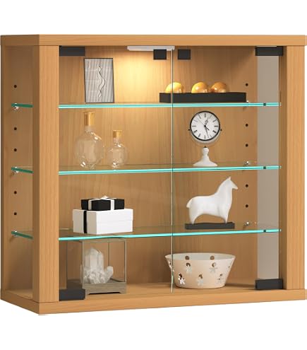 VCM vitrine Salon, Armoire vitrine, Meuble vitrine Salon, vitrine en Verre Colonne Vitrine Murale Suspendue vitrine en Verre vitrine Murale vitrine en Verre Udina Noir