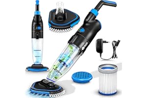 tillvex Poolsauger mit Akku | Pool Bodensauger Teleskopstange elektrisch | Poolreiniger mit Filter & 2-Geschwindigkeits-System | Handsauger Reinigungsset kabellos (Bis zu 15 m³ - Ohne Teleskopstange)