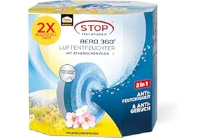 ‎PATTEX Pattex AERO 360° Wildblumenwiese Tabs Nachfüllpack, reduzieren Feuchtigkeit und schlechte Gerüche, Nachfülltabs für den Luftentfeuchter AERO 360°, 2er-Pack (2x450g)