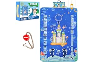 THE FRENCH WAY Tapis de Prière Musulman Électronique – Tapis de Prière Interactif pour Enfant – Apprentissage Ludique des Prières – Récitation de Sourates du Coran et Doua – Inclut Chapelet Musulman pour Tasbih