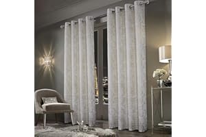 always4u Soft Velvet Curtains 100% Blackout for Window for Bedroom Thermal Gold Foil Printed Shining Luxury Window Treatment Drapes for Living Room 1 Pair White 90 * 90