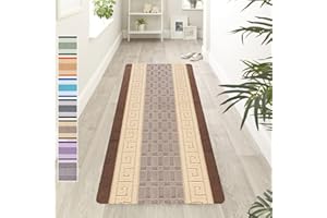 renoazul® Anti Slip Hallway Carpet Runner Rug, 60 x 220 cm Non-Slip Gel Back Door Runners Rug, Washable Long Enterway Anti Slip Rugs for Living Room and Hallway (Gel Back Nada Rug - Beige Brown)