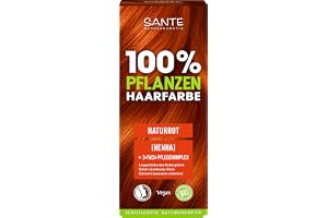 SANTE Naturkosmetik växthårfärg – naturröd – 100 g – naturlig färgning med ekologisk henna – hårfärg utan ammoniak och peroxider – vegansk och dermatologiskt testad