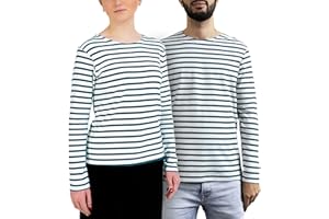 Breizh Ocean - Marinière GUER, Tee-Shirt rayé épais en Coton Bio - Unisexe, Homme ou Femme - XS au 4XL