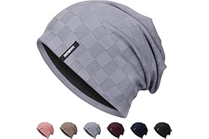 HAMUNI Slouch Beanie Mütze für Herren Damen, Dünne und Leichte Jacquard Jersey Beanies Chemo Kopfbedeckung Mützen Laufmütze Mütze Slouchy Baggy Beanie Unisex Flexible Klassische Winter Sommer Hüte