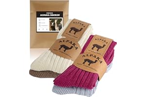 FORVEVO 4 pary skarpet z alpaki, skarpety wełniane dla mężczyzn i kobiet, ciepłe skarpety zimowe z wełny alpaki, termiczne, puszyste, dziergane skarpety na zimną pogodę