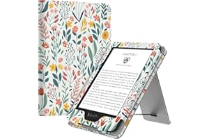 MoKo Étui Compatible avec 6" All-New Kindle (11ème Génération, 2024/2022 Release)/ Kindle (10th Gén, 2019)/Kindle (8th Gén, 2016), Coque de Protection avec Dragonne, Auto Réveil/Veille, Fleur
