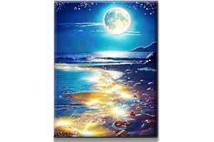 Yiminu.DS Diamond Painting Kit Completo 1 Pezzi, Diamanti Painting Kit 5D Adulti, Pittura Diamante Quadri Con Perline, 30CM X 40CM, Luna blu Mare