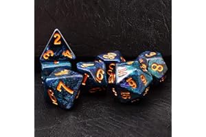 BESCON DICE Bescon zestaw kości do gry w gwiaździste noce, 7 szt. wielościennych kości RPG Midnight opakowanie foliowe