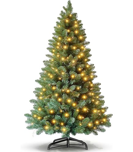Sapin De Noël Artificiel 210 Cm – PVC Dense Avec Lumières LED – Look Nordmann Réaliste, Pliage Facile, Support Métallique Stable