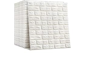 10 PCS Self- Adhesive 3D Wallpaper, DIY Waterproof White Brick Pattern Wall Stickers for Living Room Bedroom, 77 x 70 cm
