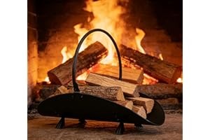 Kingson Cestino porta legna nero – 48 x 34 x 37 cm – soluzione moderna per la conservazione della legna