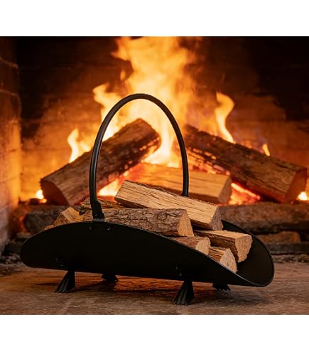 Cesta Para Leña De Mimbre Natural - Modelo MANILA, 51x50x38 Cm - Con Asa Reforzada, Sin Ruedas