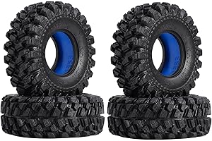 DJCRAWLER Super Large Soft 1.3 Inch Tire 70 * 26mm Muddy Swamp Tire for SCX24 TRX4M AX24 1/18 1/24 Micro Crawler,T1320, Come with Blue Silicone inserts (Extended version)