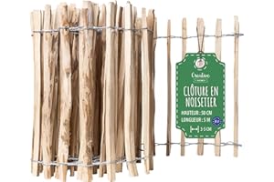 Creative Home Clôture en Bois de Noisetier de 50 cm de haut et 5 m de long | Cloture en Rouleau | Espacement des Lattes 3-5 cm | Clôture de Jardin | Bordure de Pelouse, Bordure de Parterre de Fleurs
