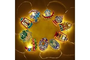 NUANCHU 5.4 Feet 10 EID String Light LED Fairy Lights Battery Operated Lights Lantern Ramadan Decorations Mubarak Lights Decor for Indoor Outdoor Home Garden Wedding Birthday Patio