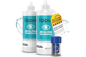 ‎LIPPUS lippus Premium All-In-One Contact Lenses Liquid - Made in Germany - With Contact Lens Container - Suitable for Soft Lenses, as well as Weekly and Monthly Lenses - Cleans and Disinfects