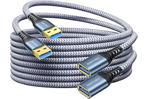 ANDTOBO 2 Stück USB Verlängerungskabel 3M, USB 3.0 Typ A Stecker auf Buchse Verlängerungskabel High Speed Datenübertragung 5Gbps Kompatibel mit Gamepad, Drucker, Webcam, Tastatur, USB Stick, Hard Drive