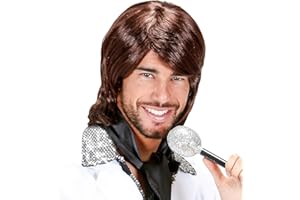 W WIDMANN MILANO Party Fashion - Peluca 70s, Pop Star, Marrón, Cantante, Karenval, Tema Fiesta