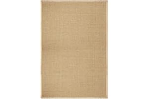 ‎CASA PURA casa pura Amazonas Sisal Teppich mit Baumwolle Bordüre | Rutschfester Latexunterseite | Mehrere Farbe und Größe Optionen, Latex Baumwolle, Natur, 80x150cm