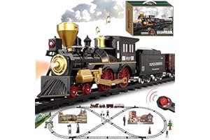 BUBUQE Train Set for Kids Remote Control Train Toys w/Steam Locomotive, Cargo Cars & Luxury Tracks, Electric Trains w/Realistic Smoke,Sounds & Lights, Christmas Birthday Gift for Boys Girls 3 4 5 6 7+…