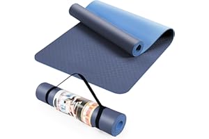 ACTIVE FOREVER Estera de yoga profesional Antideslizante TPE Protección del medio ambiente Estera de ejercicio físico (Doble Azul)