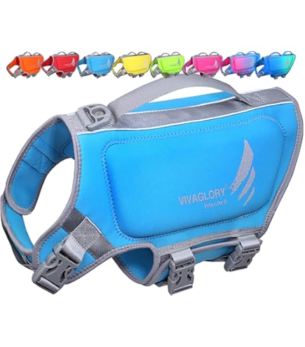 VIVAGLORY Lightweight Dog Swimming Bridge, Skin-Friendly Neoprene Dog Life Jacket with D-Ring and Quick Release for Extra Comfort and Safety, Red VIVAGLORY Lightweight Dog Swimming Bridge, Skin-Friendly Neoprene Dog Life Jacket with D-Ring and Quick Release for Extra Comfort and Safety, Red