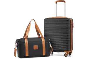 COOLIFE Handgepäck Koffer 55x40x20cm + 30L Reisetasche (45×36×20cm) für Ryanair & Easyjet mit 4 Silent Spinner Rädern & TSA-Schloss – ABS-Hartschale, Leicht Handgepäck Set