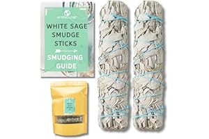 AFTERGLOBE 2x White Sage Smudge Sticks - 4" Dried Californian Smudging Sticks with Beautiful Scent, Home Energy Cleansing incense, Smudging kit for Home and Burning Sage