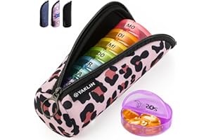 ‎YAKLIM Pillendose 7 Tage 2 Fächer Tablettenbox 7 Tage Morgens Abends, Tabletten Box 7tage Große Fächer Mit 14 Extra Großen Fächern Für Woche Tragbare Reise Tabletten Organizer Für Vitamin (leopard)