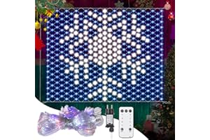 Nauotk Luci Natale Rete con Telecomando,Luci a Rete Natale per Esterno, illuminazione Natalizia, fiocchi di neve, 120 x 130 cm, 320 LED, decorazione natalizia, impermeabile per esterni, cortile