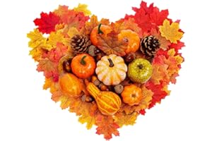 LGZIN Artificiales Calabaza, 50 Piezas Conos de Pino de bellotas Artificiales, Juego de calabazas artificiales, Calabaza Falsas Adornos, para Halloween Acción de Gracias Fall Harvest Home Decoration Props