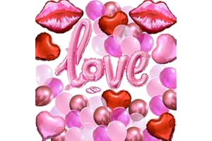 Mauts Valentines Decorations love balloon set, pink aluminum film large lips,large love aluminum film balloon, suitable for Valentines Day decoration party (pink)
