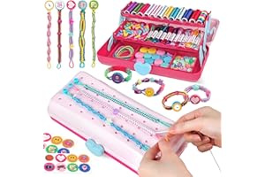 HEWAURORION Kit de fabrication de bracelets d'amitié pour filles avec boîte, kit DIY Arts et Crafts pour enfants de 8 à 12 ans, cadeaux d'anniversaire ou de Noël pour les enfants de 6 à 12 ans Rouge